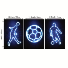 Modern Art Neon Football Player Canvas Poster