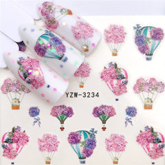 Floral Spring Summer Nail Art Decals Tulips Fern Stickers