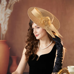Royal Fascinator Hat with Floral Accent for Women Tea Parties Weddings