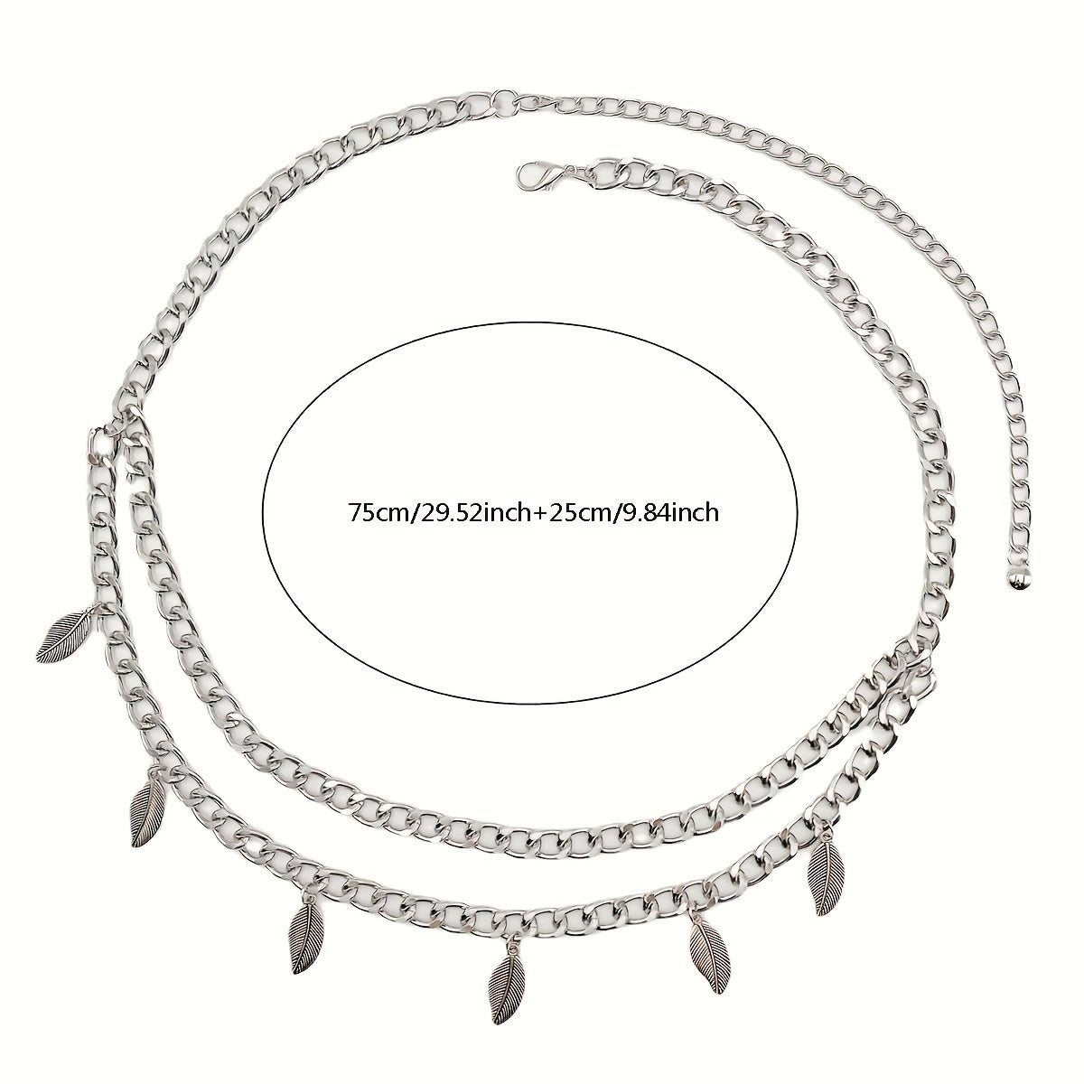Fringe Double Layer Waist Chain Leaf Pendant Metal Belly Chain
