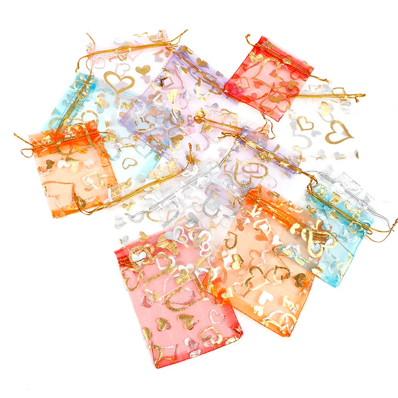 50Pcs Organza Bag Jewelry Tulle Drawstring Jewelry Packaging Wedding Gift