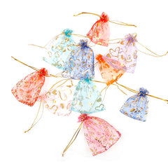 50Pcs Organza Bag Jewelry Tulle Drawstring Jewelry Packaging Wedding Gift