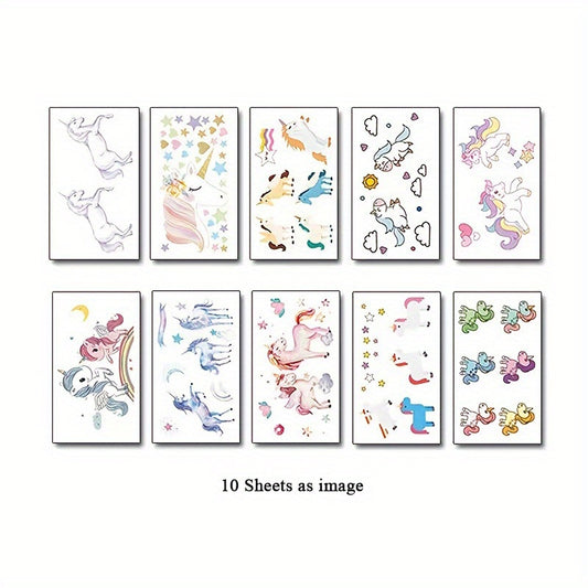 Cartoon Rainbow Unicorn Waterproof Tattoo Stickers