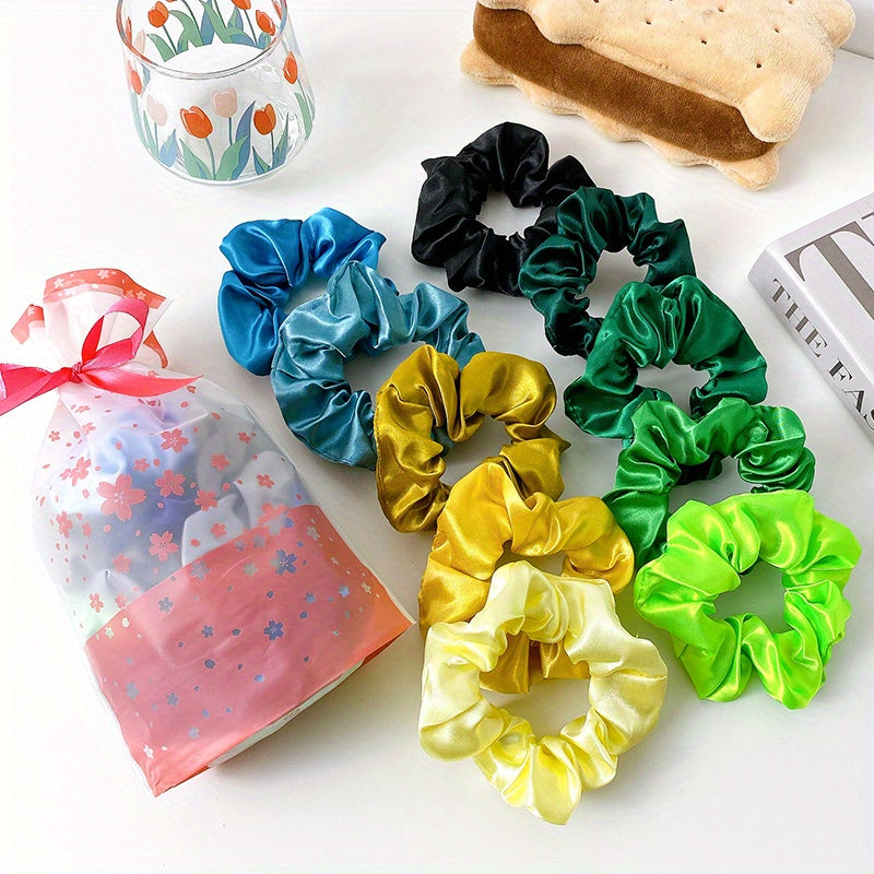 10PCS High Elasticity Hair Ties Solid Color Scrunchies for Women