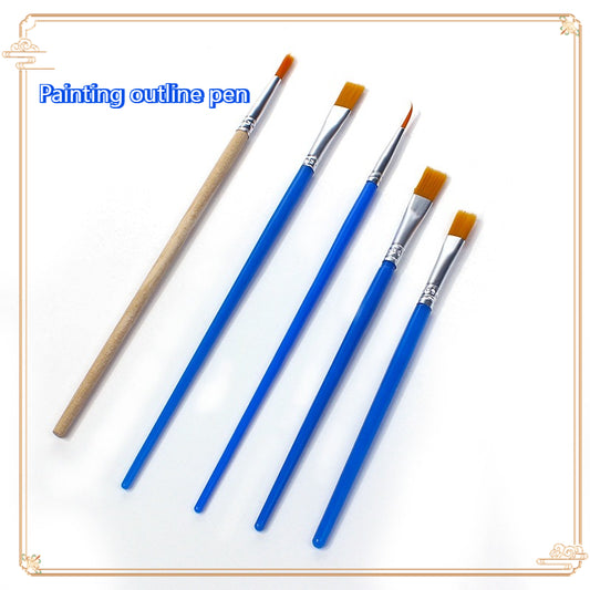Professional Artist Brushes Set Nylon Bristles Plastic Wood Handle Golden Tip