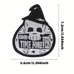 6pcs Halloween Punk Style Skull Cloth Stickers Embroidered Cloth Stickers