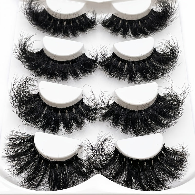 4 Pairs Fluffy Mink Faux Lashes Long Full Eyelash Extensions