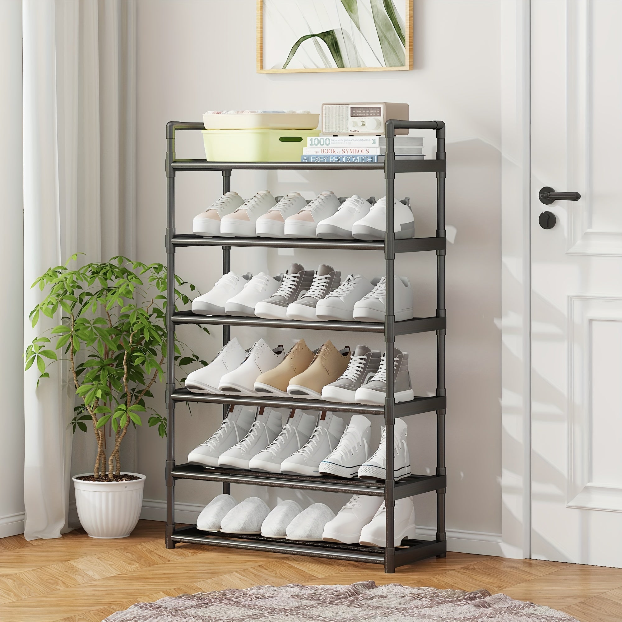 1pc Reinforced Shoe Rack 6 7 Tier Organizer with Handle Easy to Install