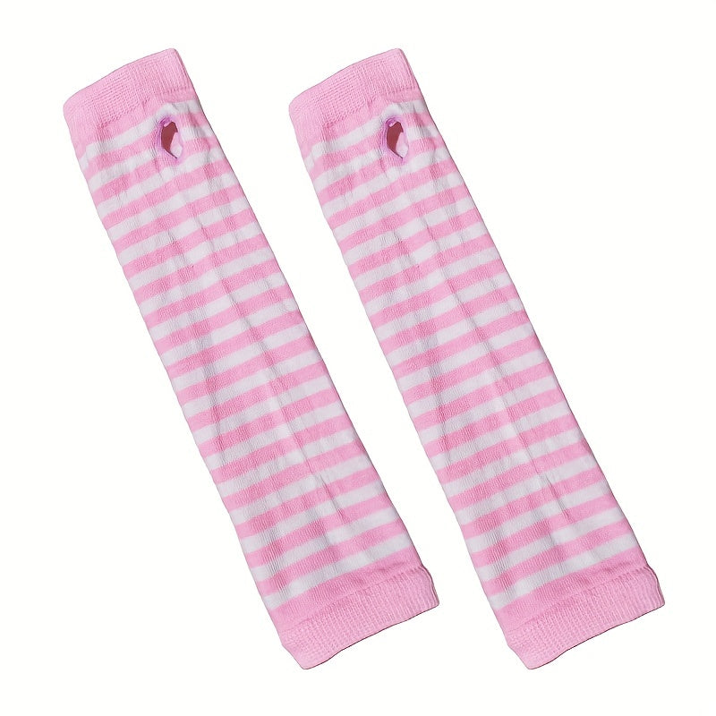 Striped Knitted Long Gloves Y2K Fingerless Gloves Unisex Hip Hop Elastic Gloves