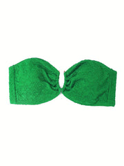 Solid Bandeau Tie Back Bikini Top
