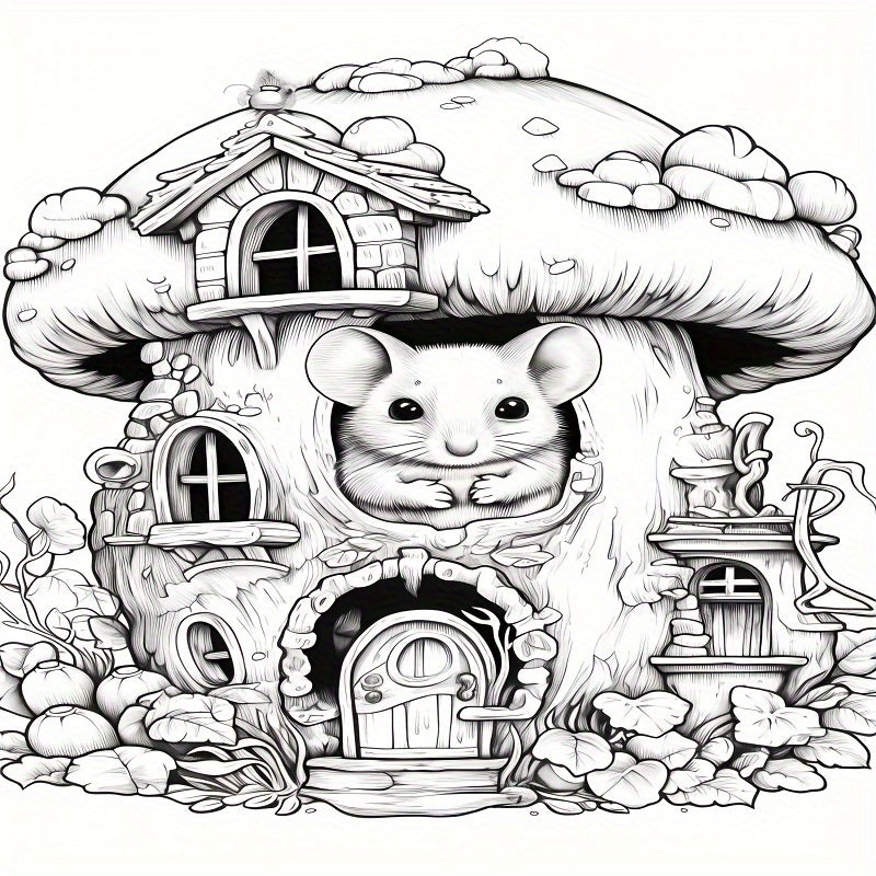 Deluxe Mouse Coloring Book 22 Pages Relaxing Art & Craft Activity