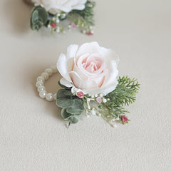 Artificial Rose Wrist Flowers & Men's Chest Flowers for Wedding Dance Party
