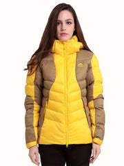 Women Long Down Jacket Two Tone Winter Puffy Coat Hoodie