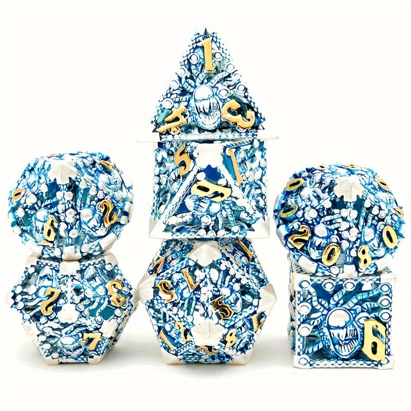 7pcs Hollow-eyed Monster Metal Polyhedral Dice Set