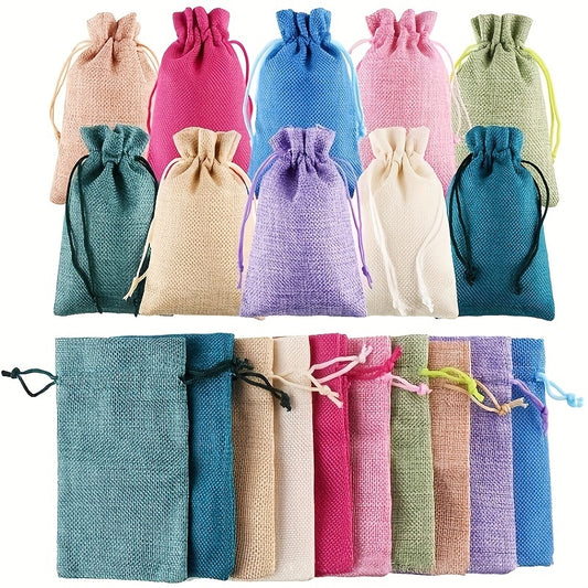 10pcs Drawstring Gift Bags in Mixed Colors for Christmas Party Favor Supplies