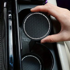 2Pcs Car Diamond Coaster Cup Holder Mat Auto Interior Decoration