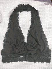 Floral Lace Wireless Halter Bow Tie Bra