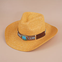 Cowboy Straw Hat Summer Sun Protection Jazz Large Brim Beach Hat