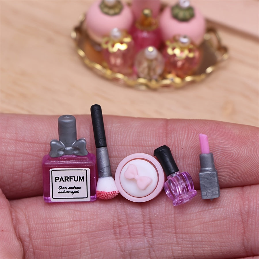 Dollhouse Mini Makeup Set Lipstick Perfume Powder Brushes DIY Mini Home Scenes