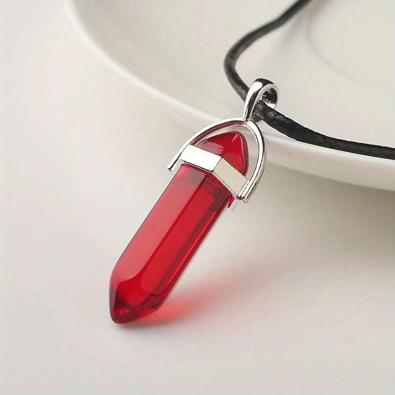 Crystal Hexagonal Column Necklace Pendant