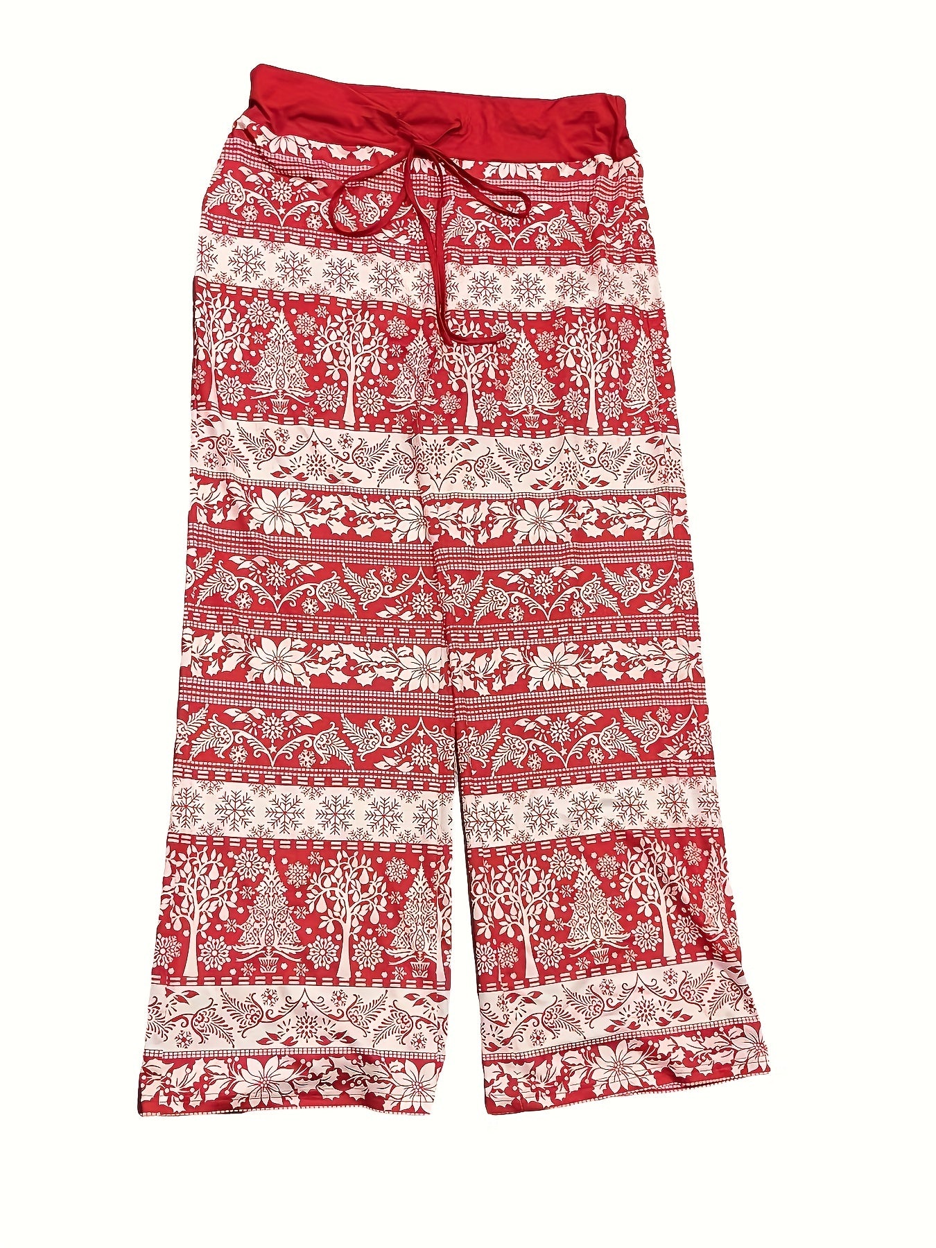  Boho Pants Women's Plus Allover Print Wide Leg Trousers