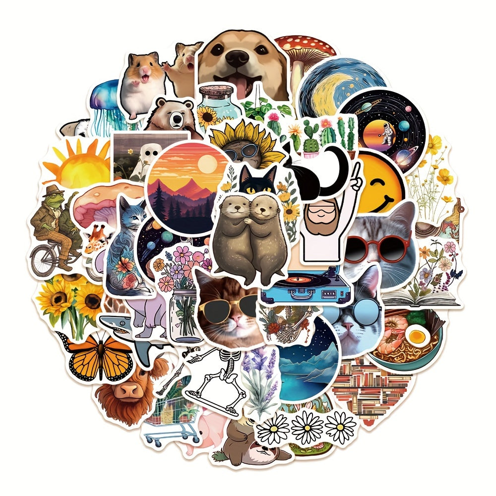 50pcs Cartoon Vinyl Stickers for Water Bottles Laptops Mobile Phones