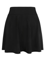  Solid Wideband Waist High Rise A line Mini Skirt