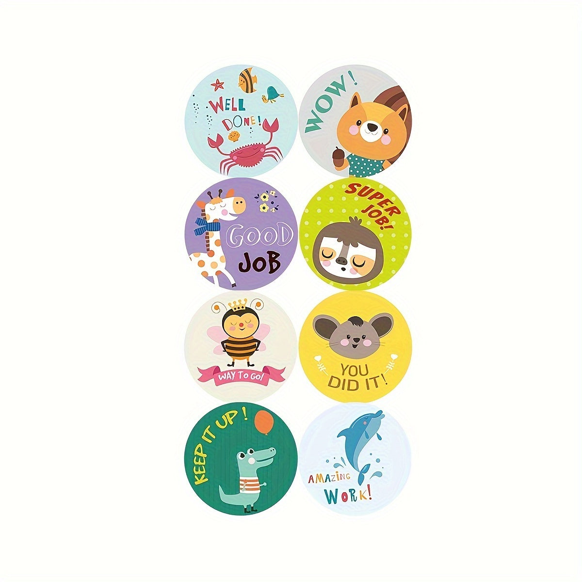 500 Sheets Roll Animal Sealing Stickers Hand-painted Cartoon Rewards