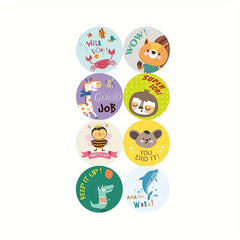 500 Sheets Roll Animal Sealing Stickers Hand-painted Cartoon Rewards