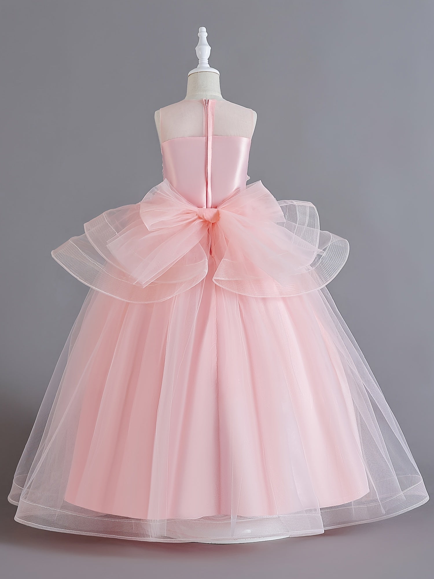 Girls Ruffled Mesh Embroidered Princess Dress Sleeveless Dress