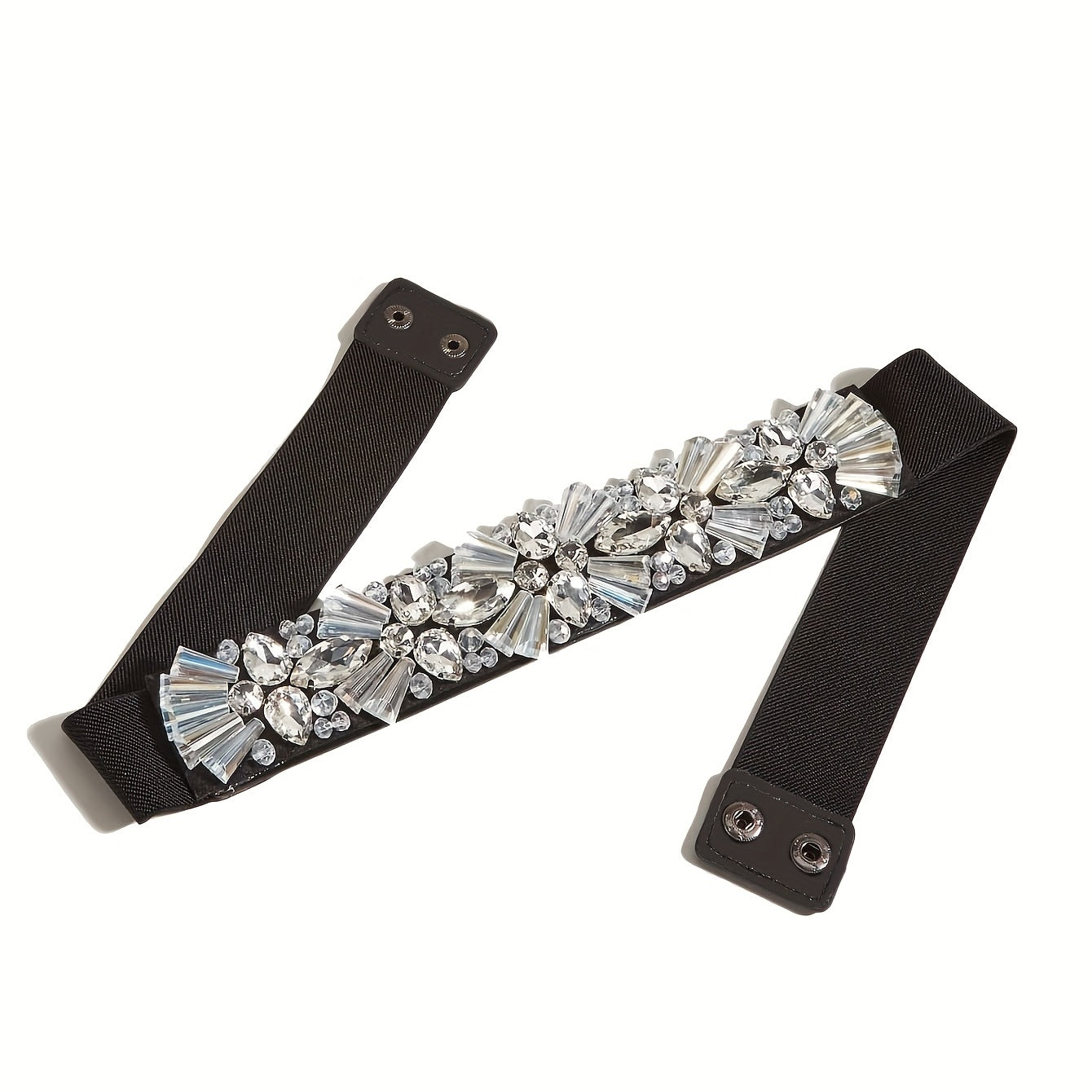 Crystal Sparkly Belt Elastic Wide Waistband Women Dress Girdle