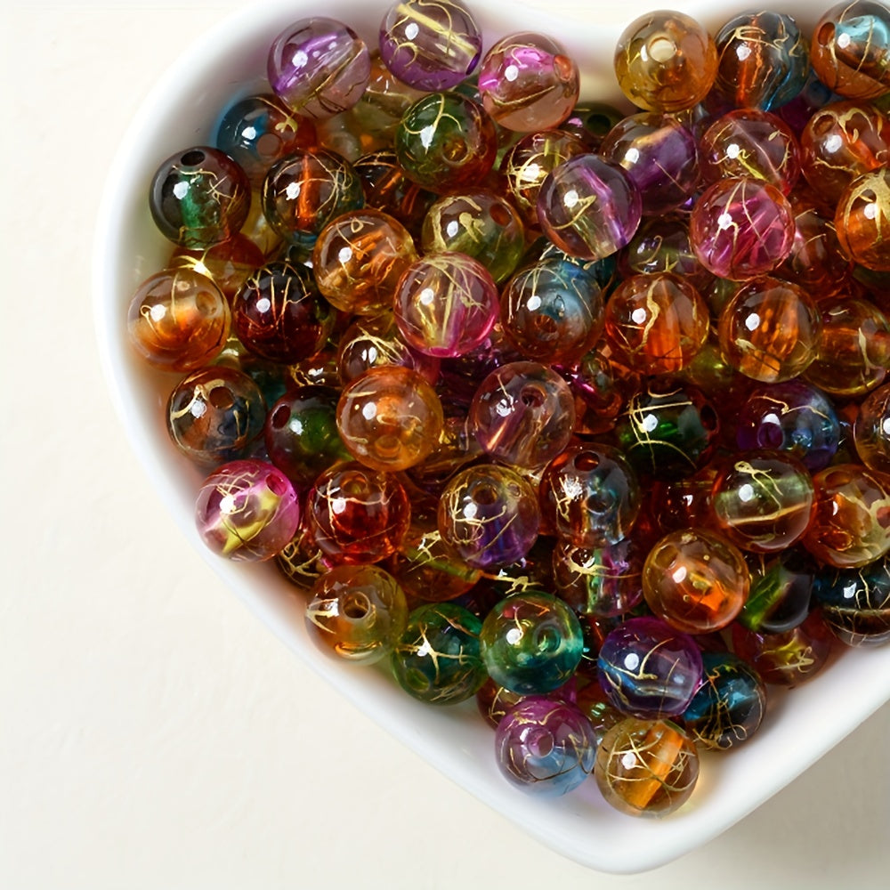 50pcs 0.31in Acrylic Stone Beads Glitter Loose Beads for Jewelry Making DIY