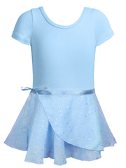 Girl's Ballet Leotards Sleeveless Dancing Suit With Sequin Exercise Skirt