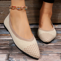 Women's Knitted Ballet Flats Soft Sole Slip On Shoes