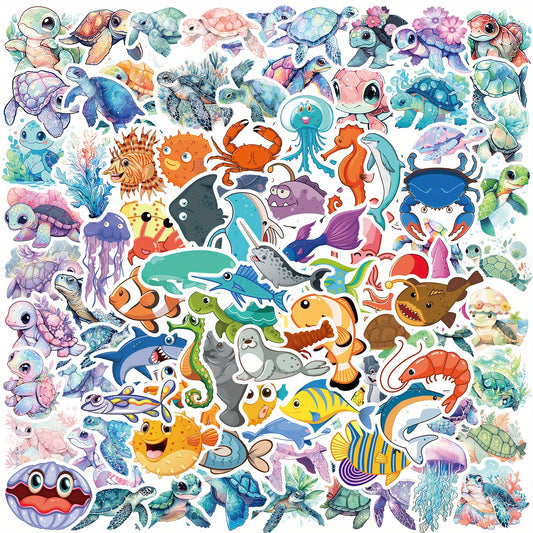 100pcs Sea Turtle Stickers Cartoon Decoration Waterproof Vinyl Stickers
