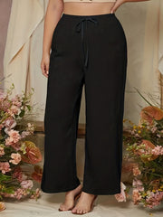 Drawstring Wide Leg Pants High Rise Elastic