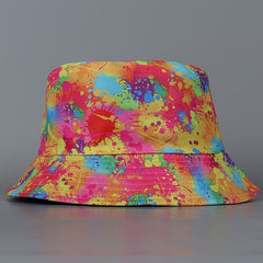 Colorful Graffiti Reversible Bucket Hat Ink Print Fisherman Cap