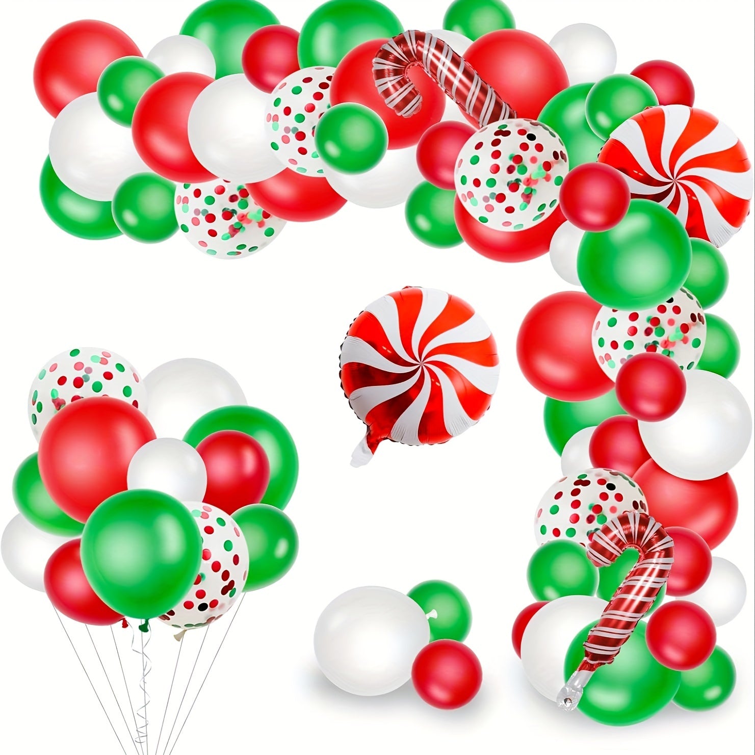Christmas Balloon Garland Set Red Green Balloon Candy Cane Windmill Foil Balloon