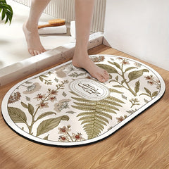 Quick Dry Floral Bath Mat Water Absorbent Non Slip Bathroom Rug