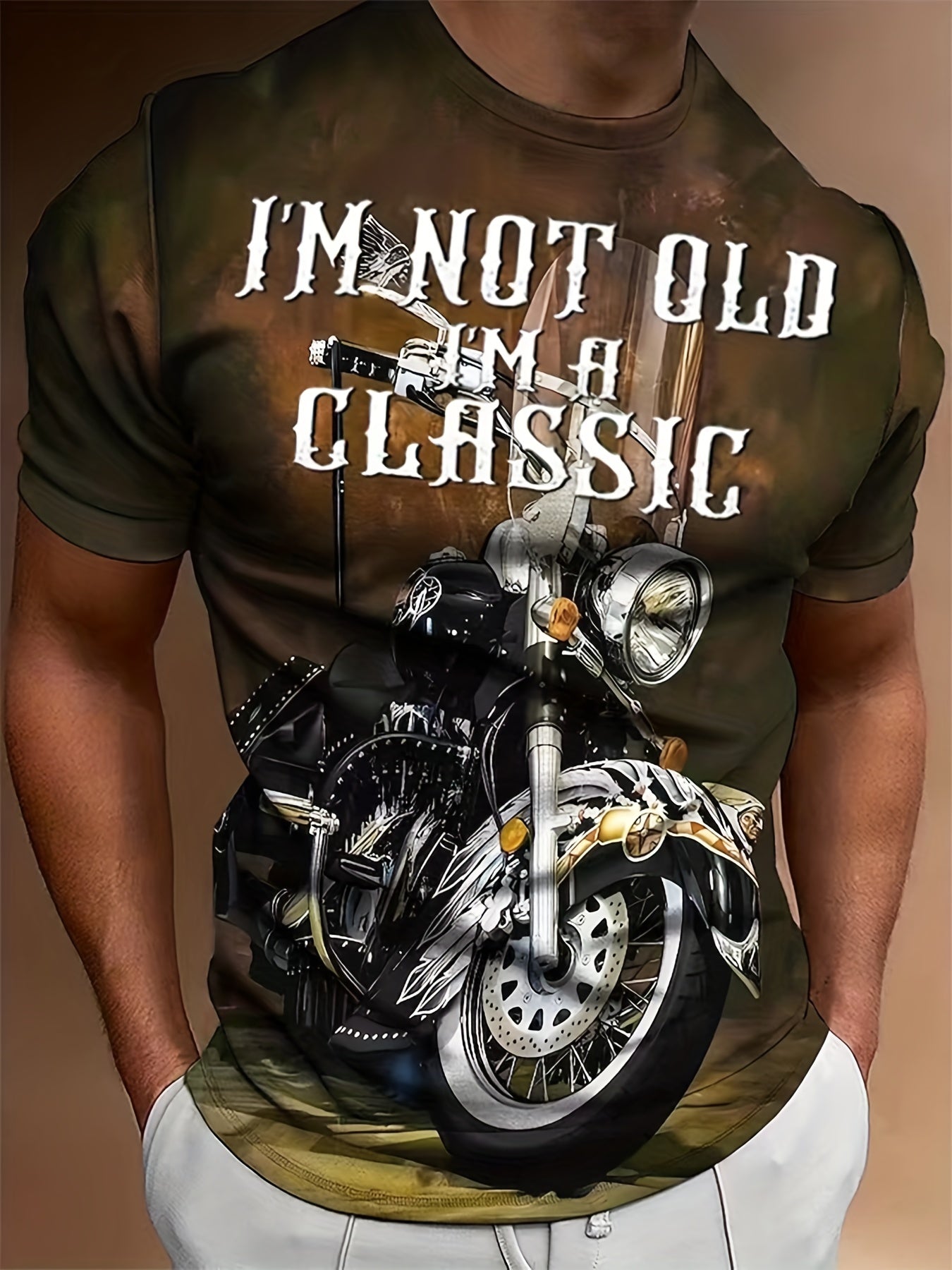 Classic Motorbike Graphic T Shirt Men 3D Digital Print Short Sleeve Tee