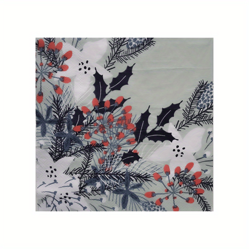 20pcs Green Floral Pattern Party Napkins - Party Decoration Supplies