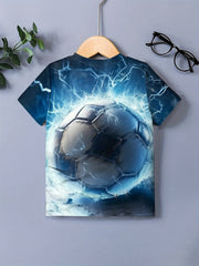 Boys 3D Printed Football Tee - Lightweight Summer Shirt