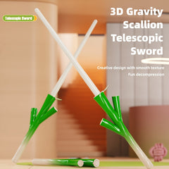 Stretchable Scallion Sword Toy with Green Onion for Fun Pranks