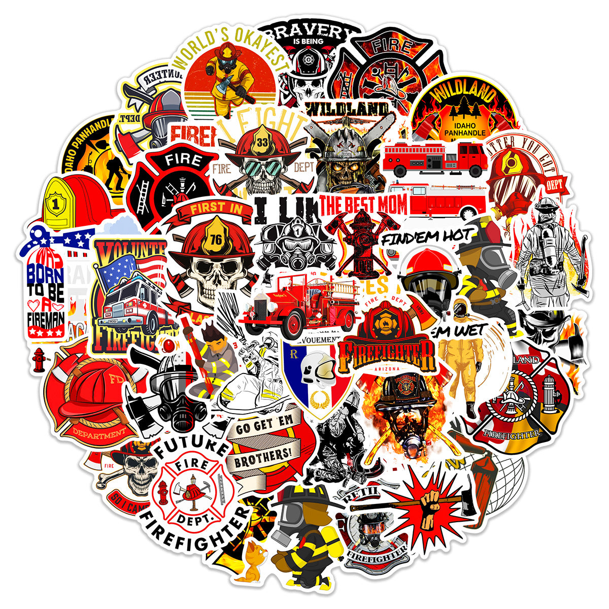 50pcs Firefighter Doodle Waterproof Stickers DIY Creative Toys DIY Materials
