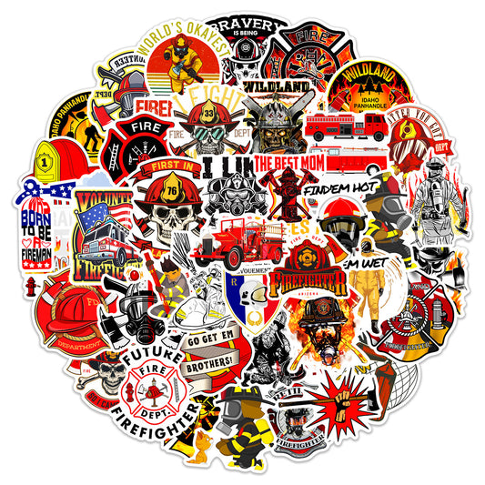 50pcs Firefighter Doodle Waterproof Stickers DIY Creative Toys DIY Materials