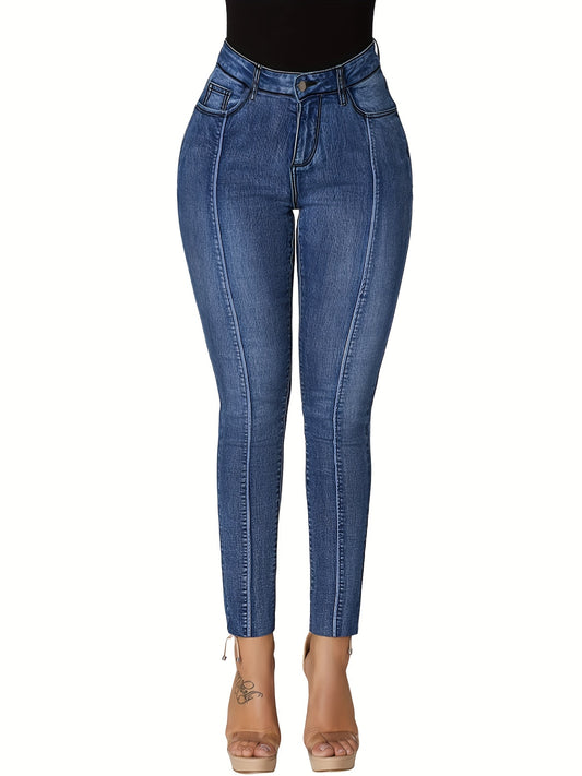  Casual Jeans Washed Pipping High Rise Skinny J