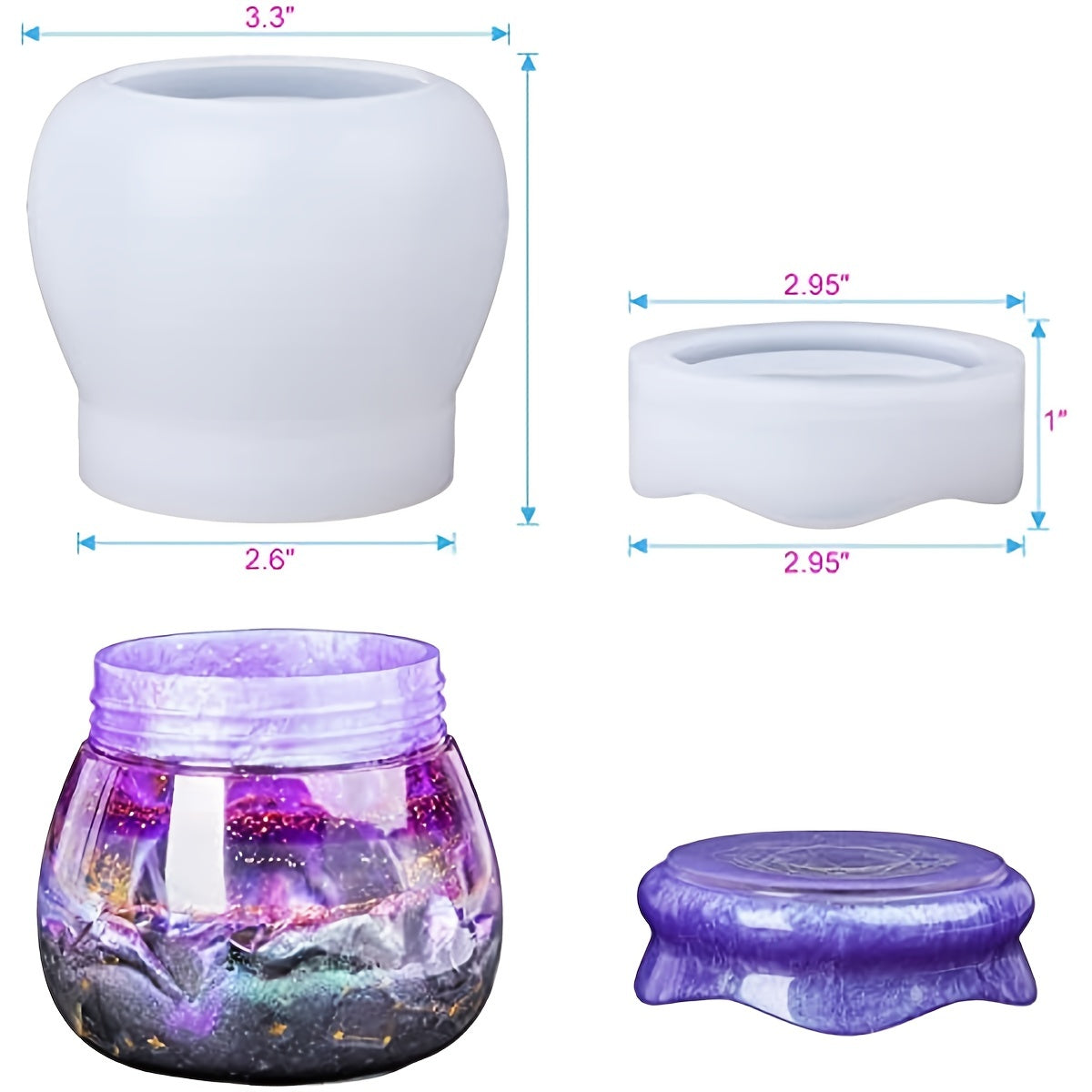 Silicone Jar Resin Molds With Lid