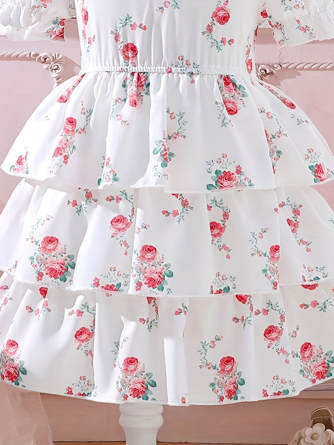 Floral Tiered Princess Dress for Girls