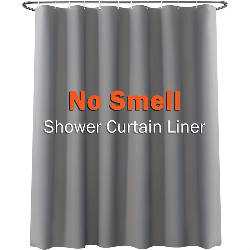 Gray PEVA Vinyl Shower Curtain Lining with Hooks