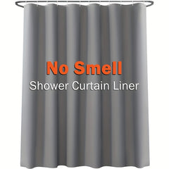 Gray PEVA Vinyl Shower Curtain Lining with Hooks